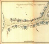 План речки Кылдаш, впадающей с левой стороны в реку Кондому, шурфованной урядником Залудским в 1844 году